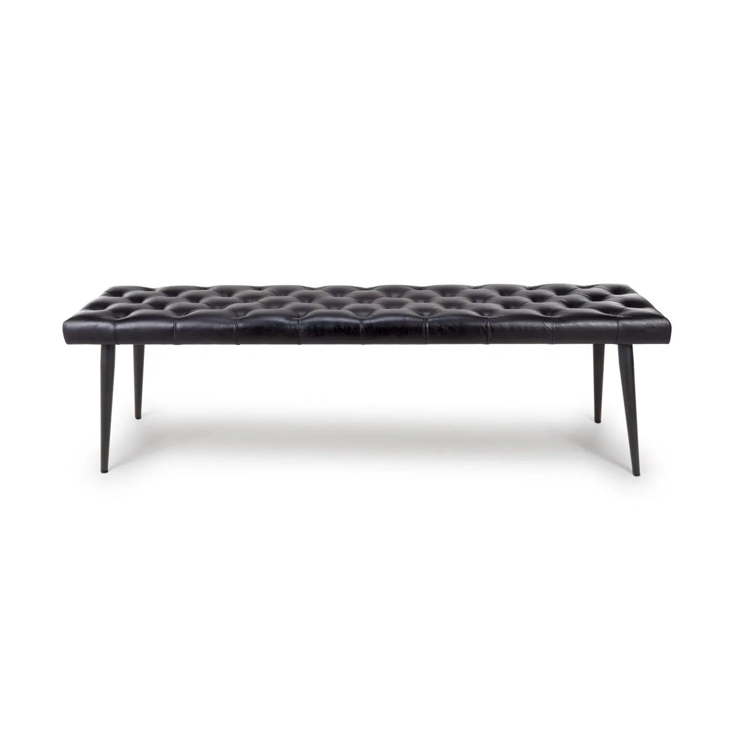 Large Dining Bench Quilted - Black, Leather