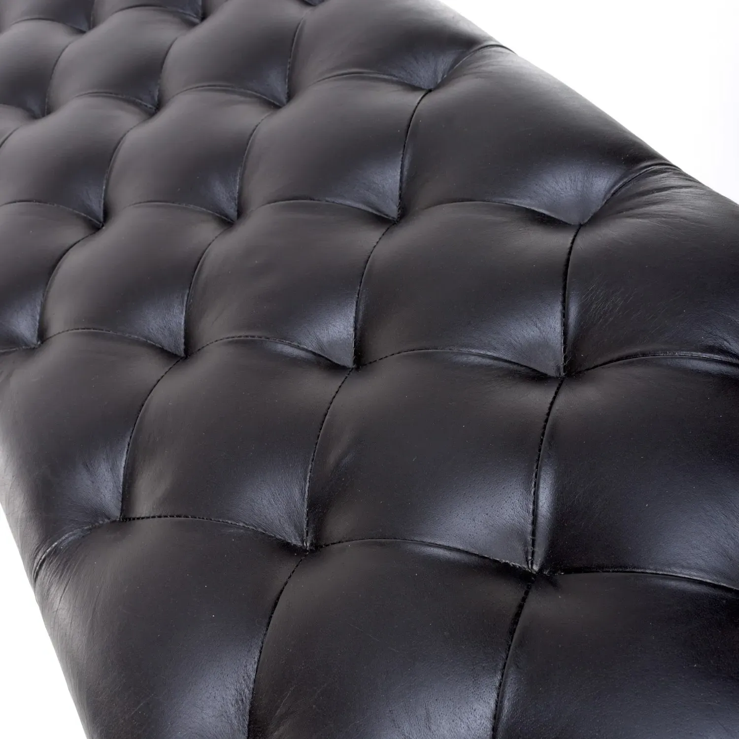 Large Dining Bench Quilted - Black, Leather