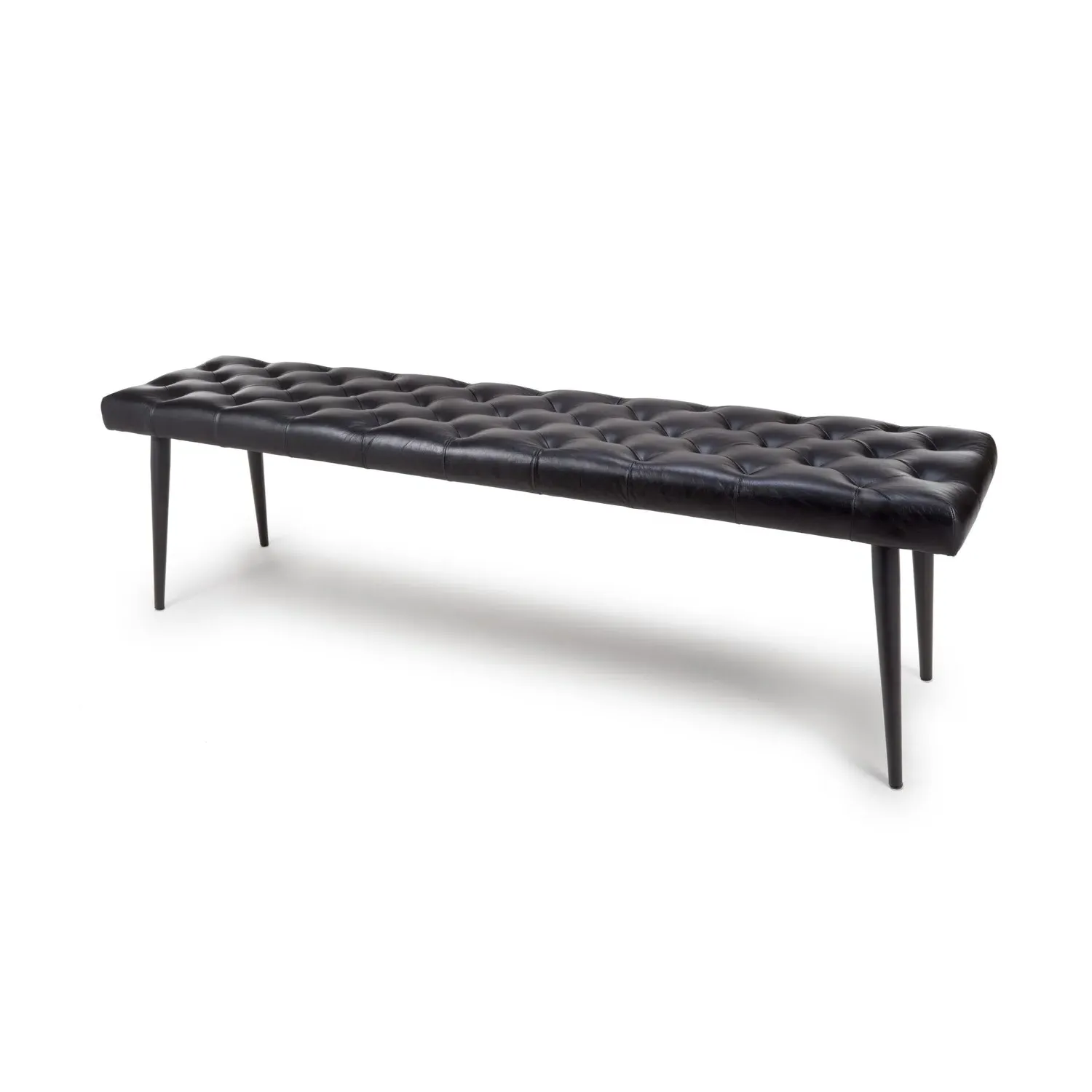 Large Dining Bench Quilted - Black, Leather image