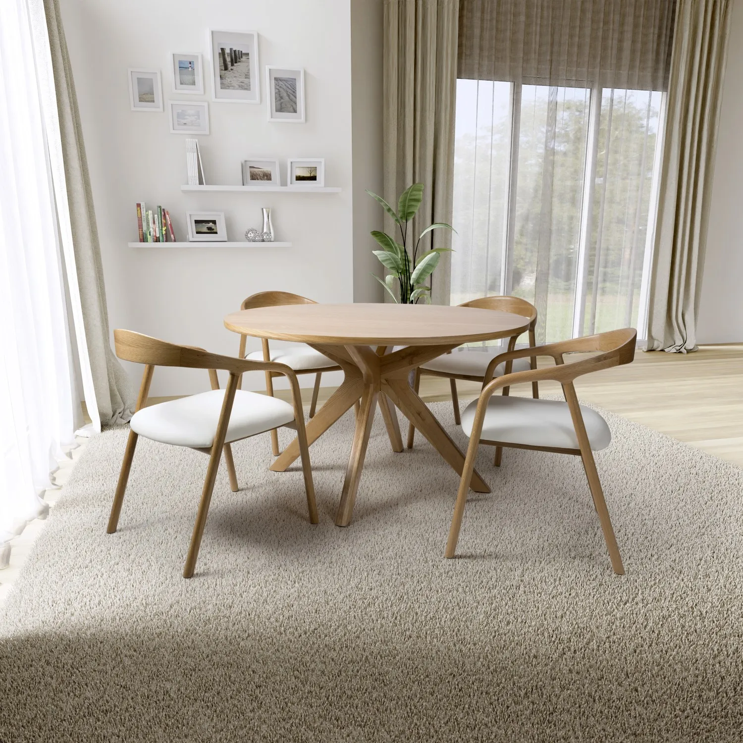 Round Dining Table - Brown, Oak