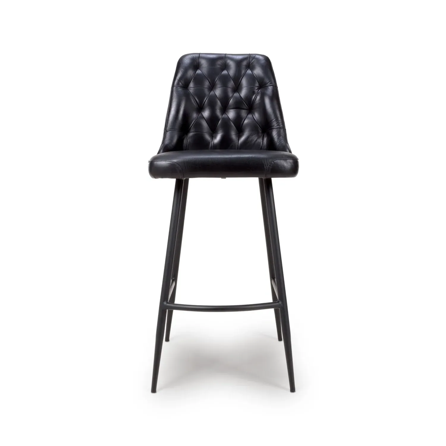 Set of 2 Counter Stools with Quilted Back - Black