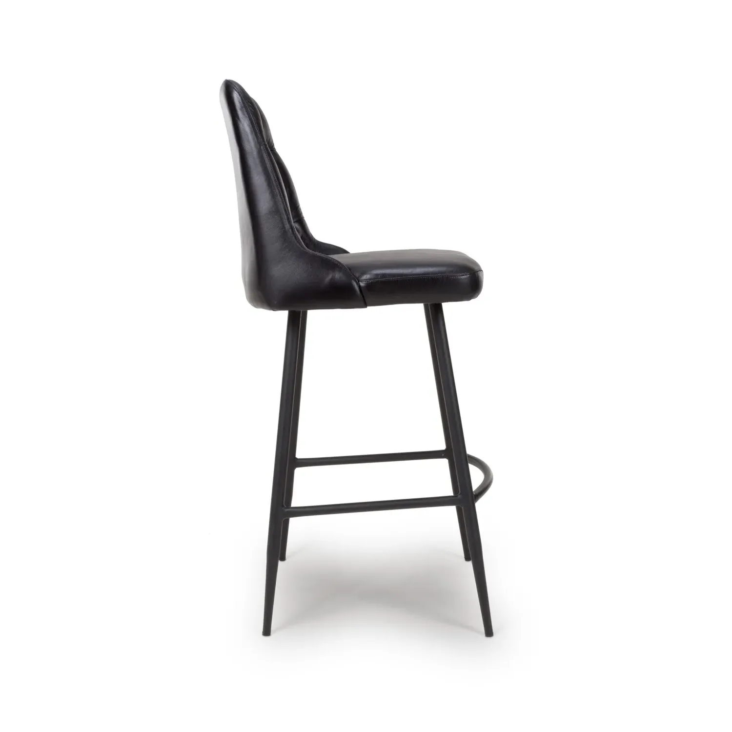 Set of 2 Counter Stools with Quilted Back - Black