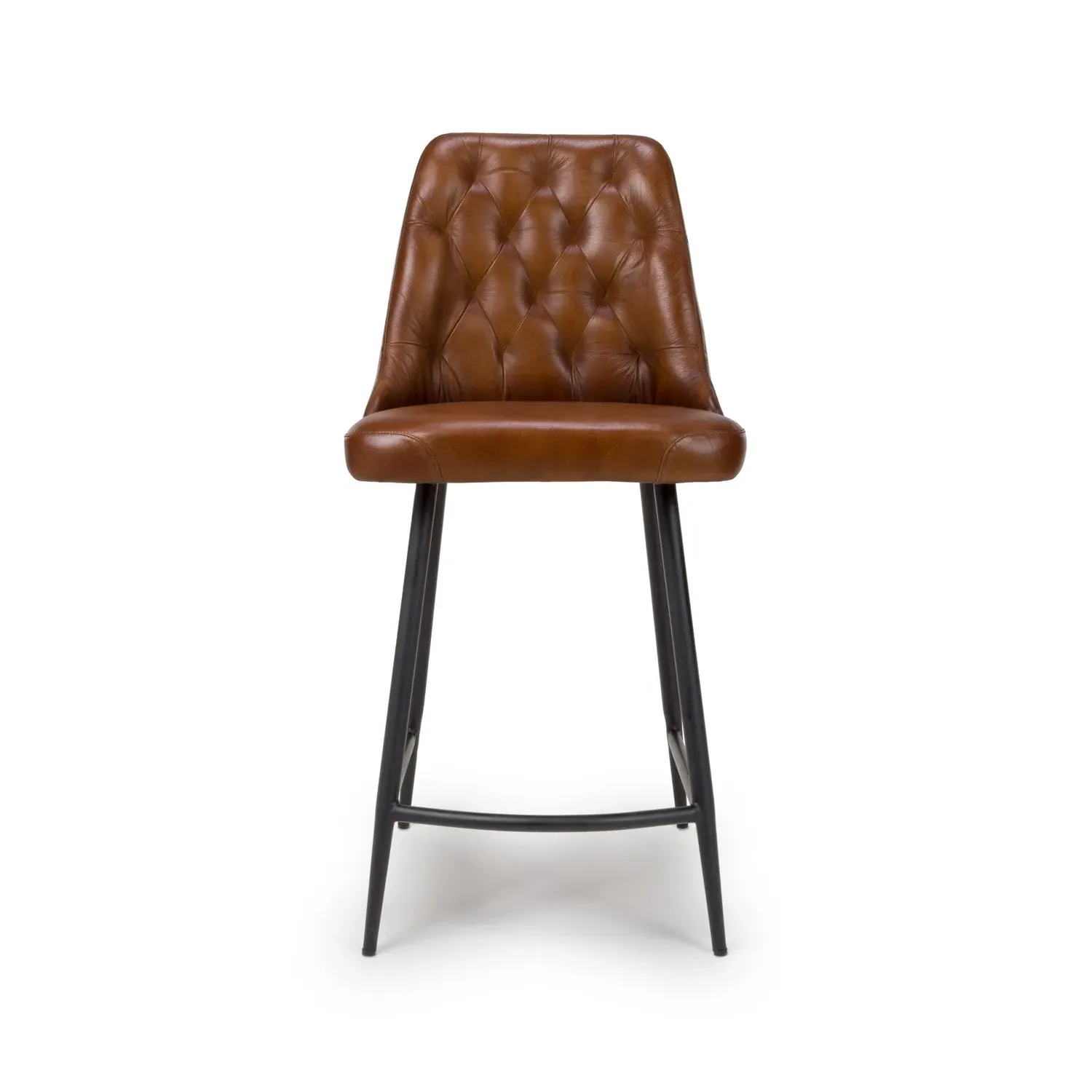 Set of 2 Counter Stools with Quilted Back - Tan