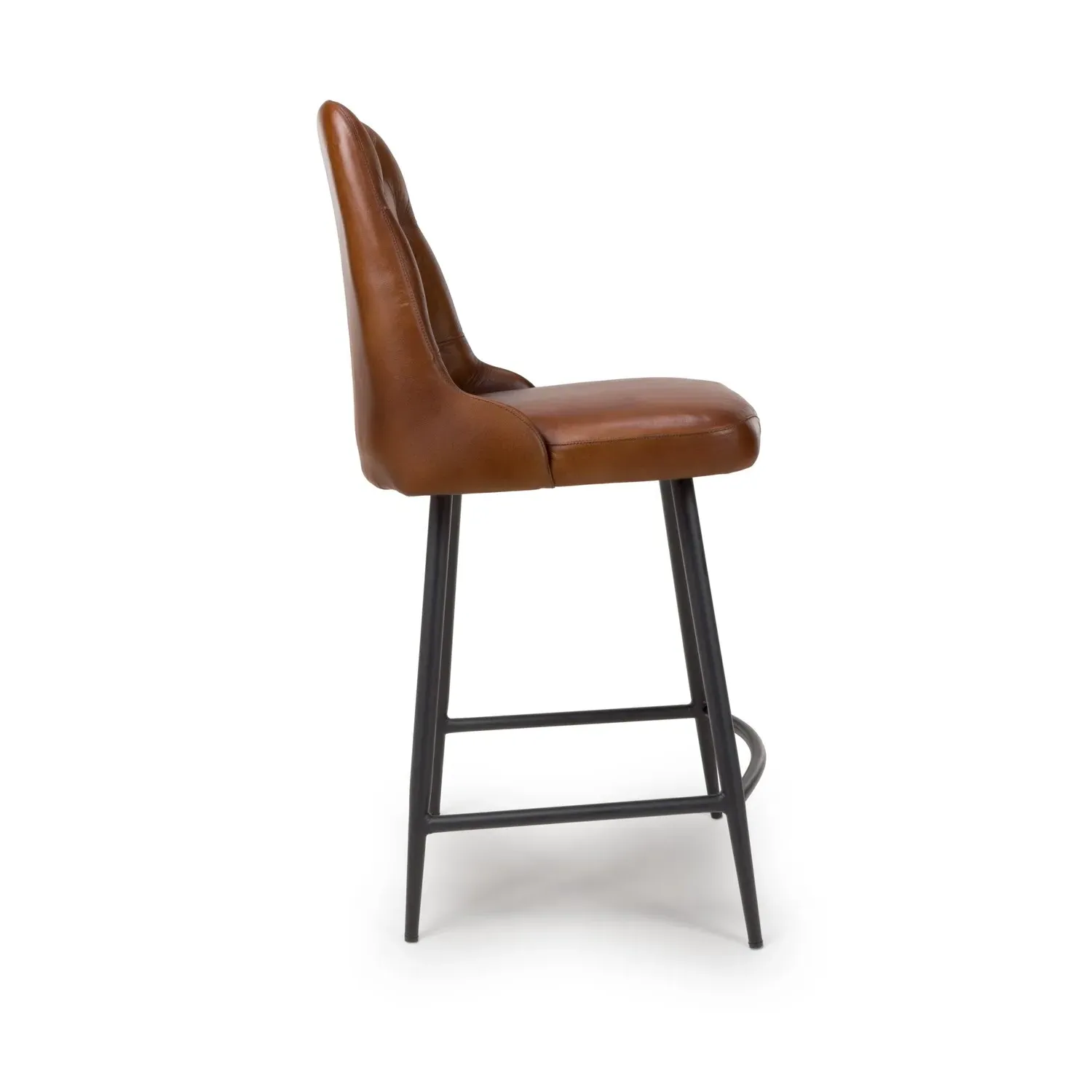 Set of 2 Counter Stools with Quilted Back - Tan