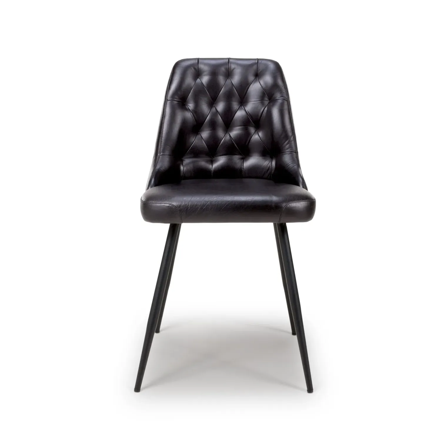 Set of 2 Dining Chairs with Quilted Back - Black