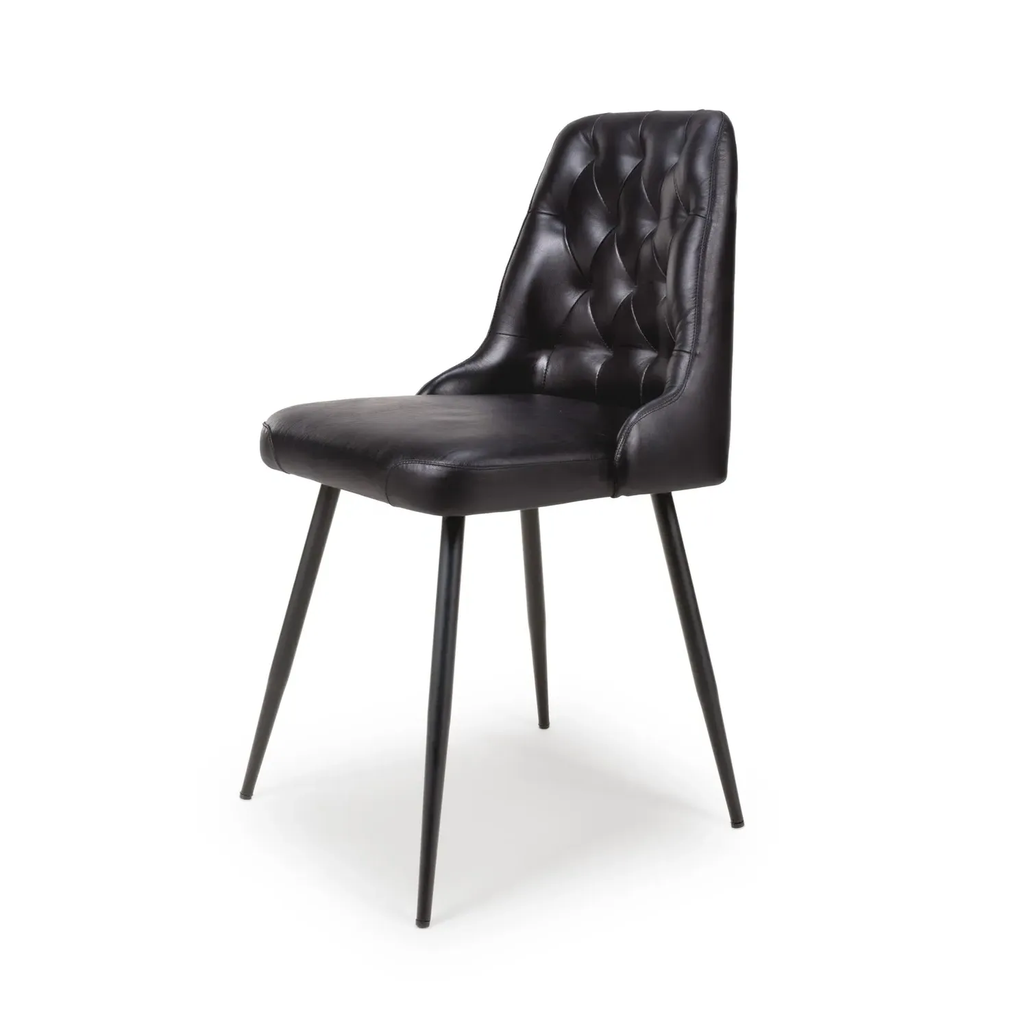 Set of 2 Dining Chairs with Quilted Back - Black