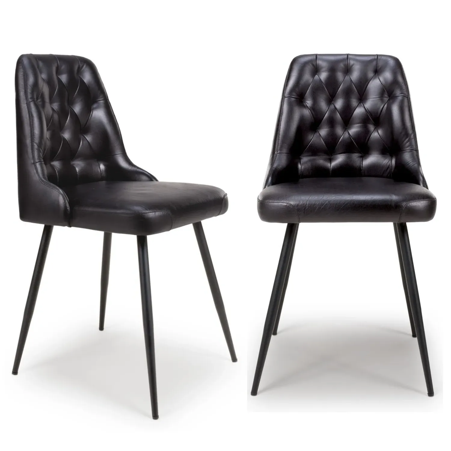 Set of 2 Dining Chairs with Quilted Back - Black image