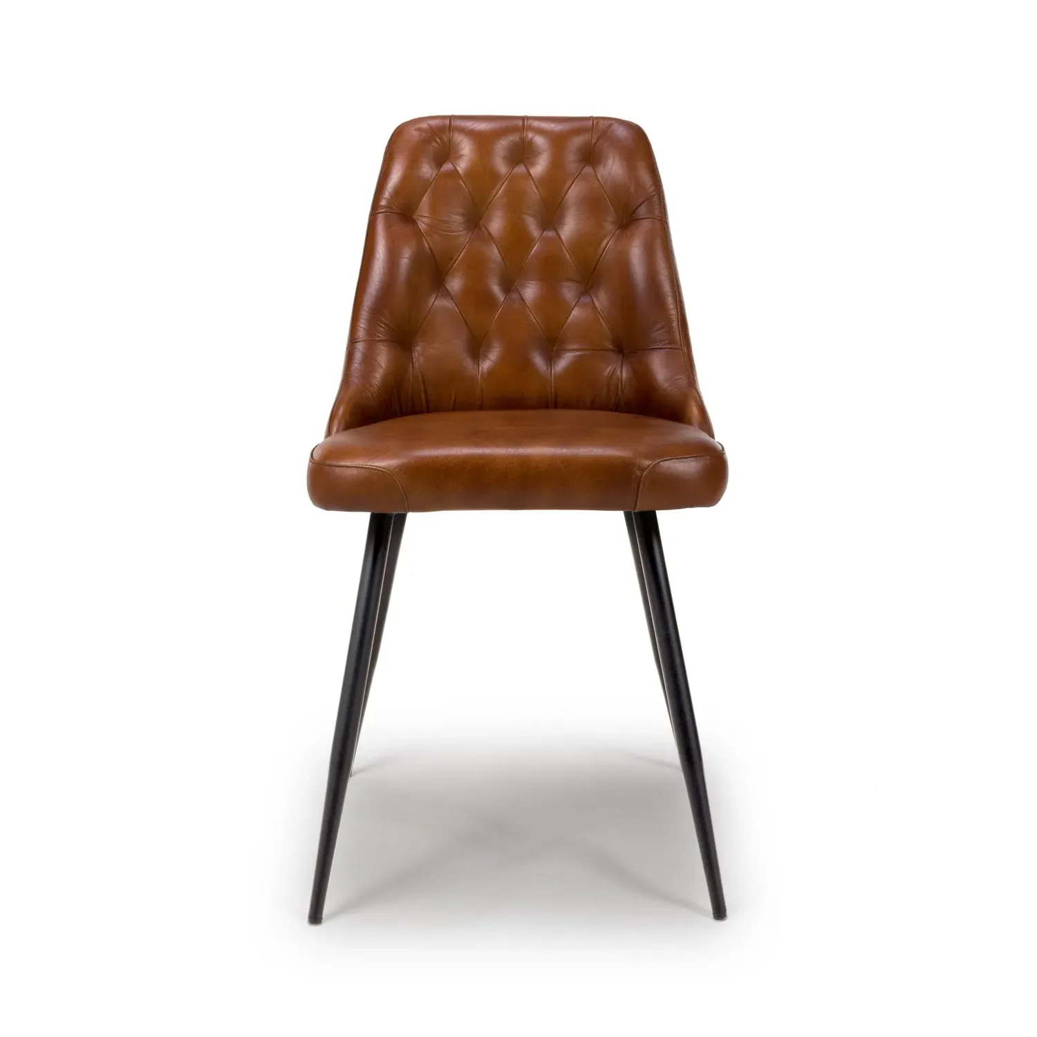 Set of 2 Dining Chairs with Quilted Back - Brown