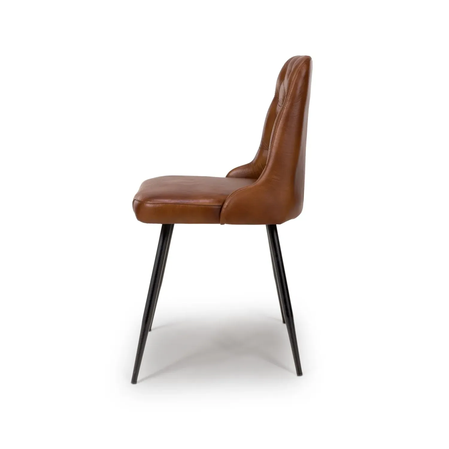 Set of 2 Dining Chairs with Quilted Back - Brown