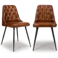 Set of 2 Dining Chairs with Quilted Back - Brown