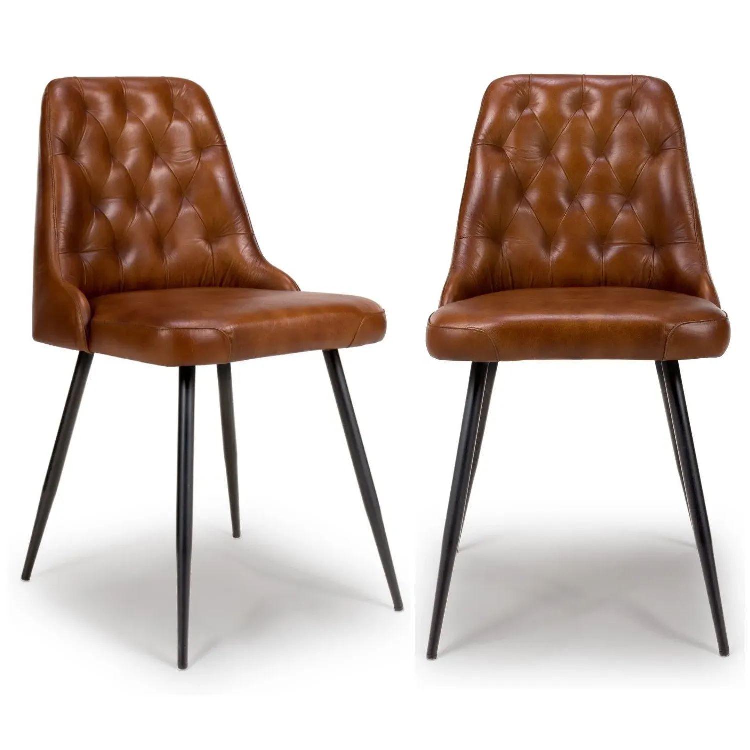 Set of 2 Dining Chairs with Quilted Back - Brown image