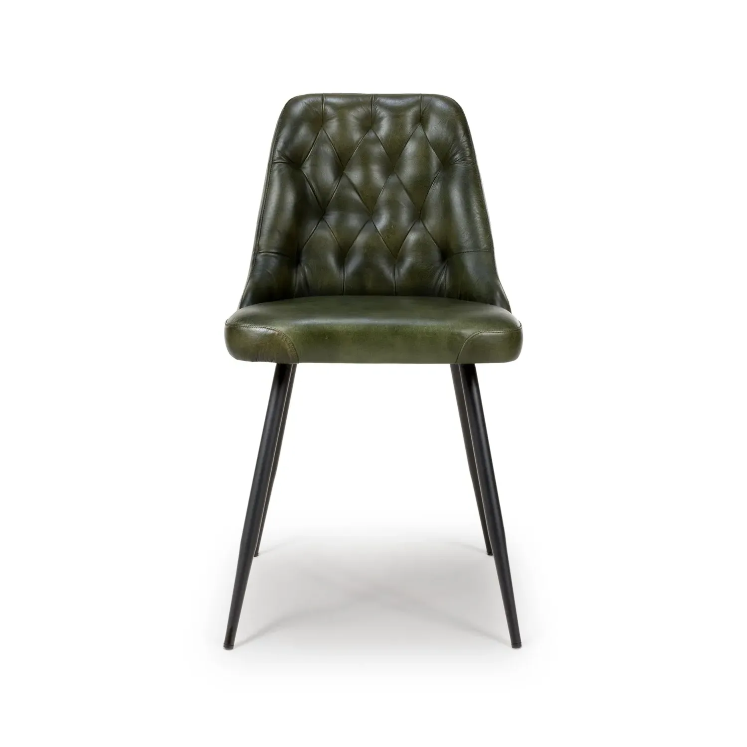 Set of 2 Dining Chairs with Quilted Back - Green