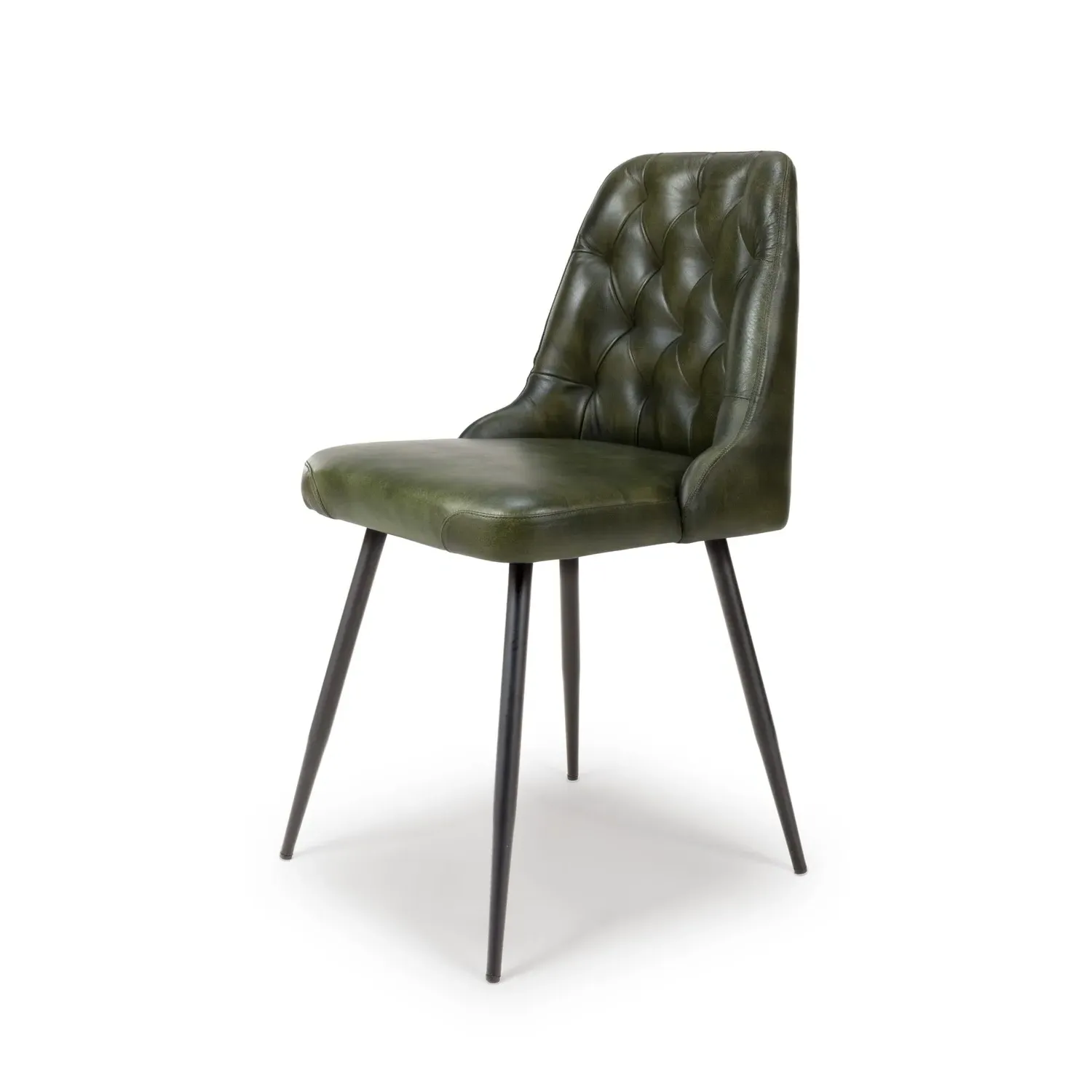 Set of 2 Dining Chairs with Quilted Back - Green