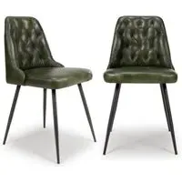 Set of 2 Dining Chairs with Quilted Back - Green