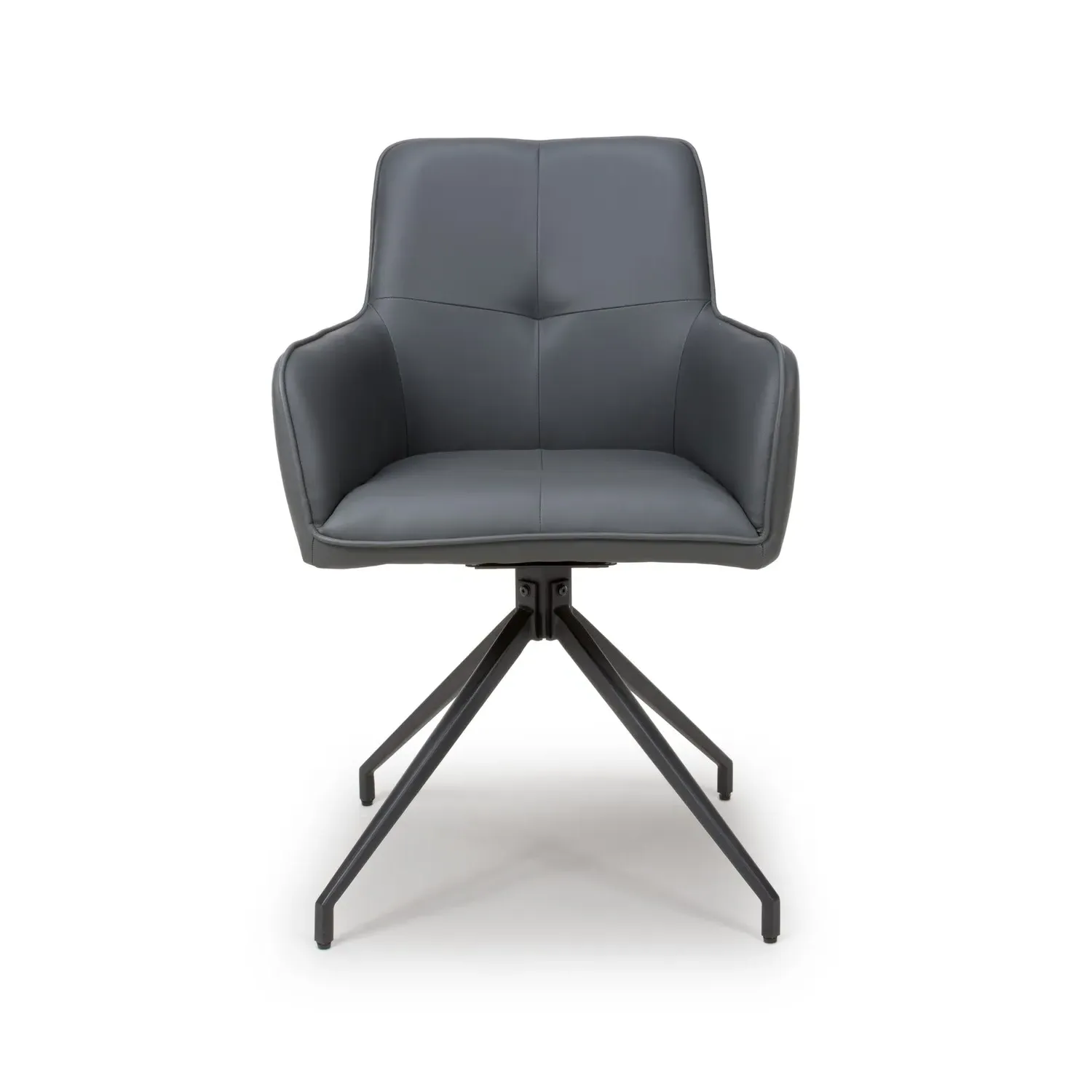 Set of 2 Swivel Dining Chairs - Grey, Faux Leather