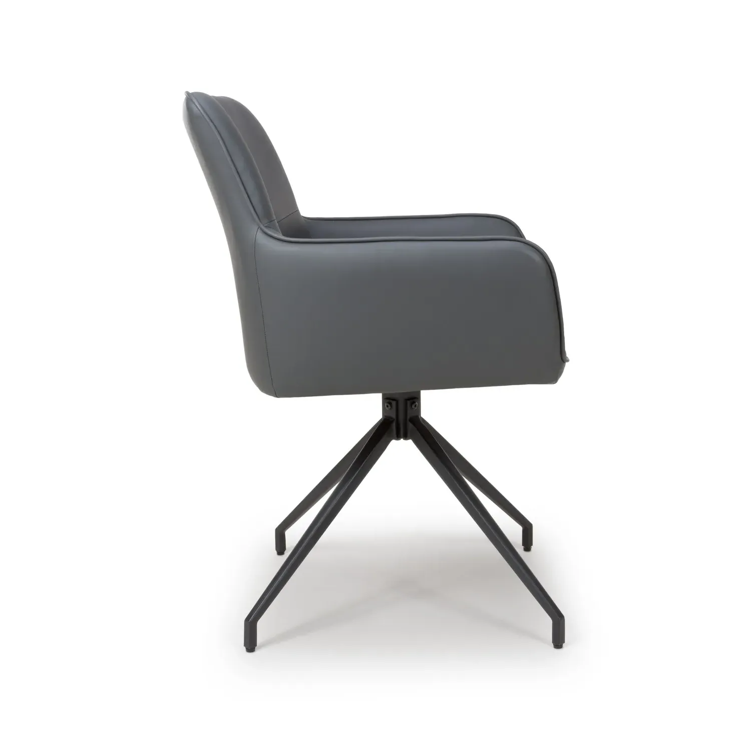 Set of 2 Swivel Dining Chairs - Grey, Faux Leather