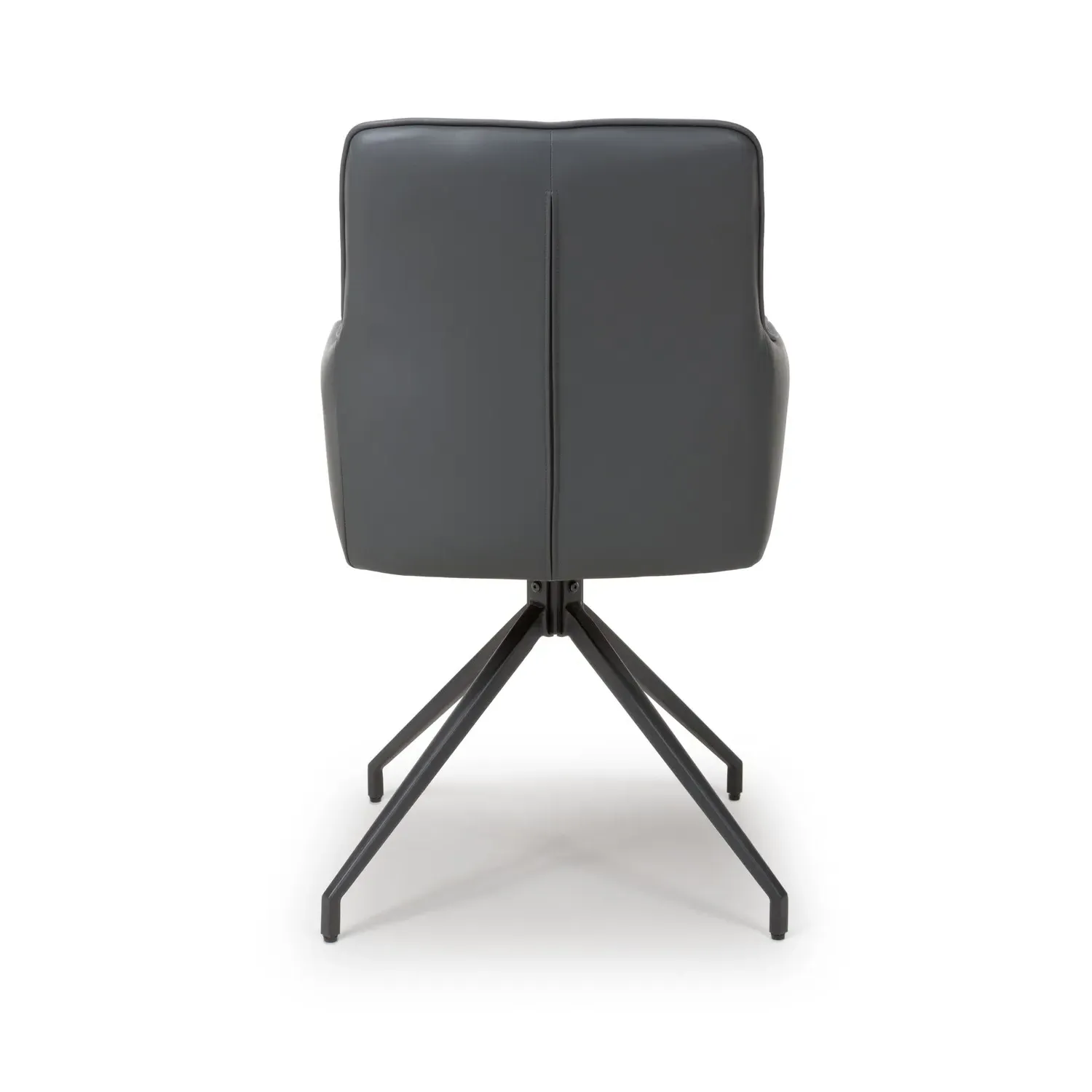 Set of 2 Swivel Dining Chairs - Grey, Faux Leather