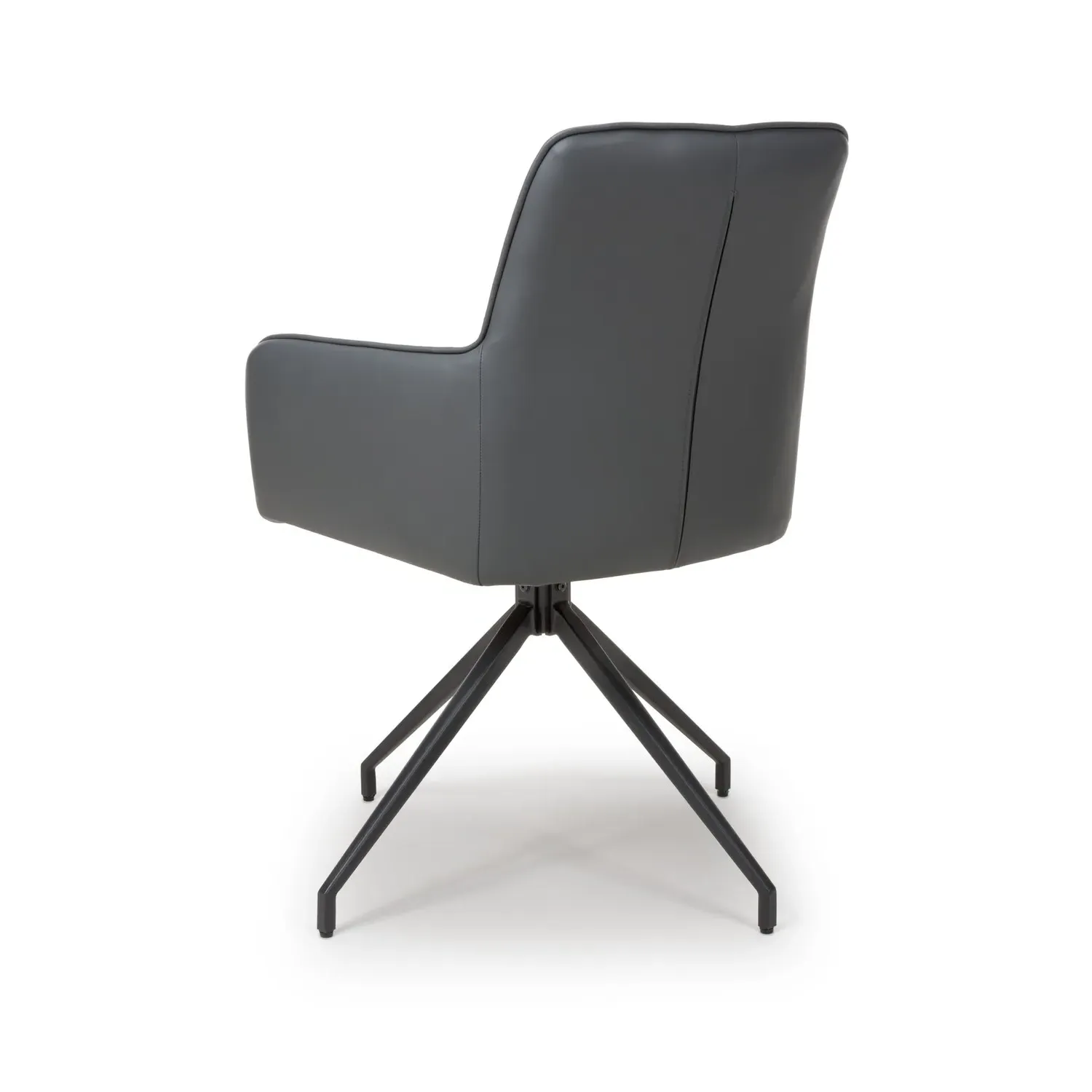 Set of 2 Swivel Dining Chairs - Grey, Faux Leather