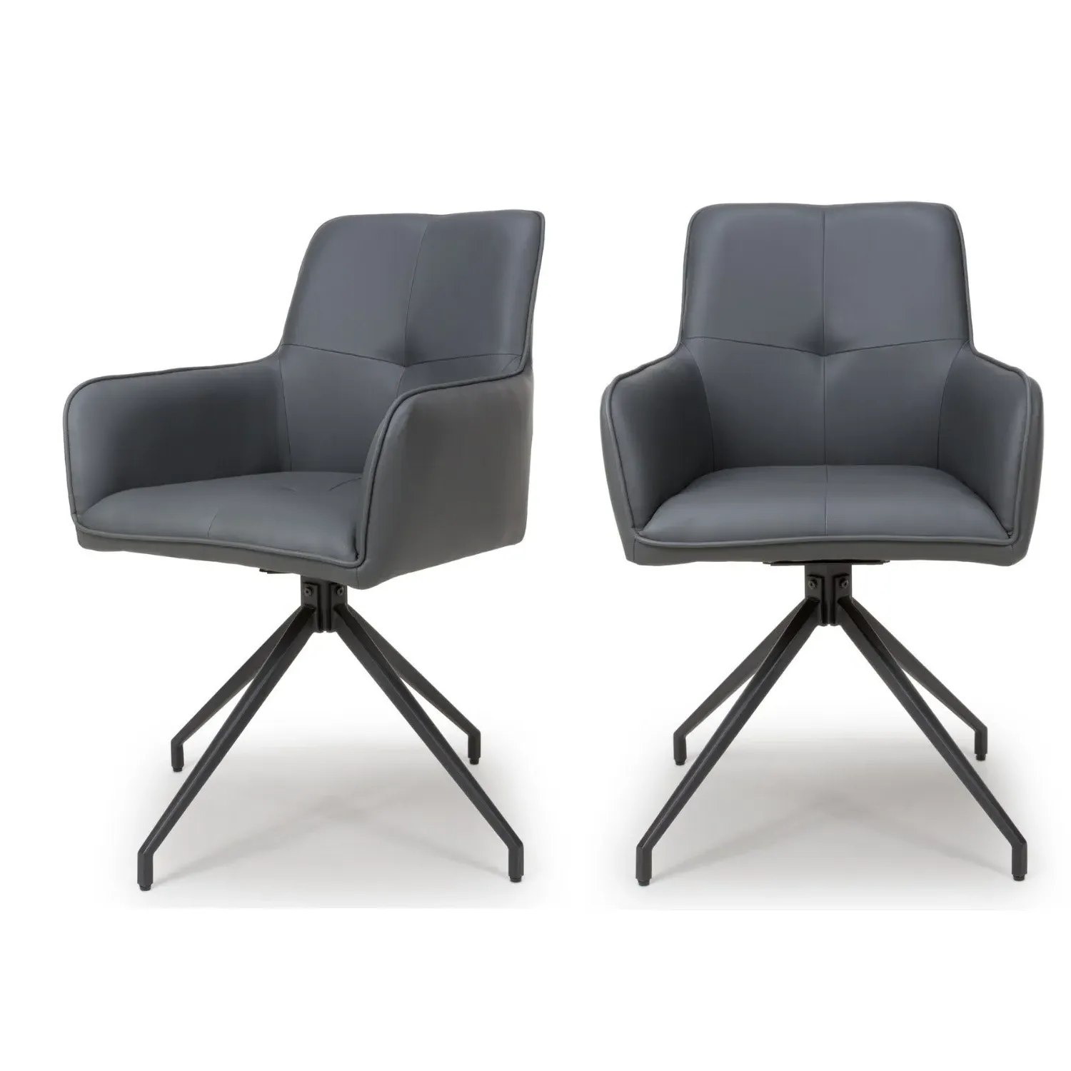 Set of 2 Swivel Dining Chairs - Grey, Faux Leather image