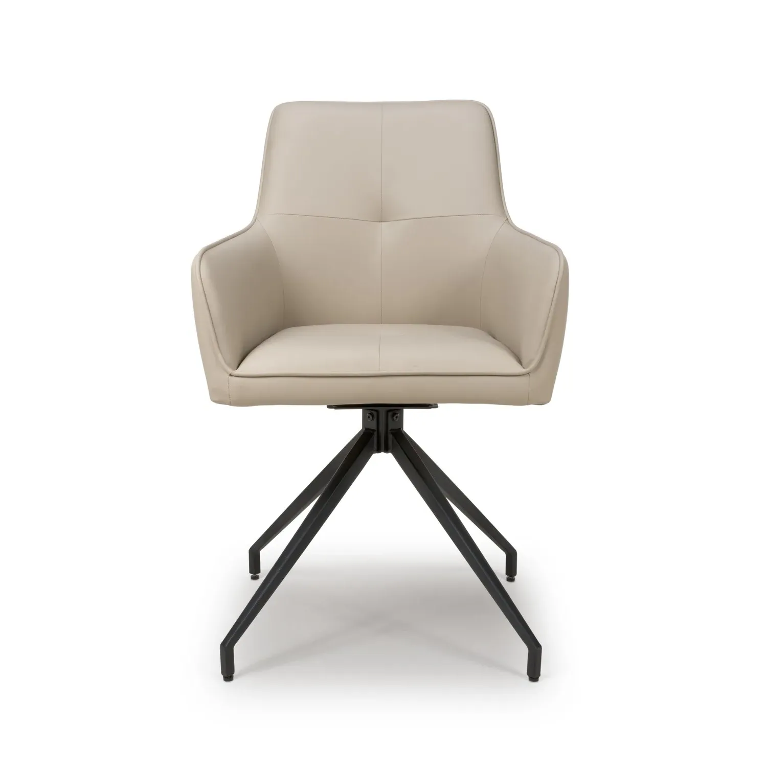 Set of 2 Swivel Dining Chairs - Taupe, Faux Leather