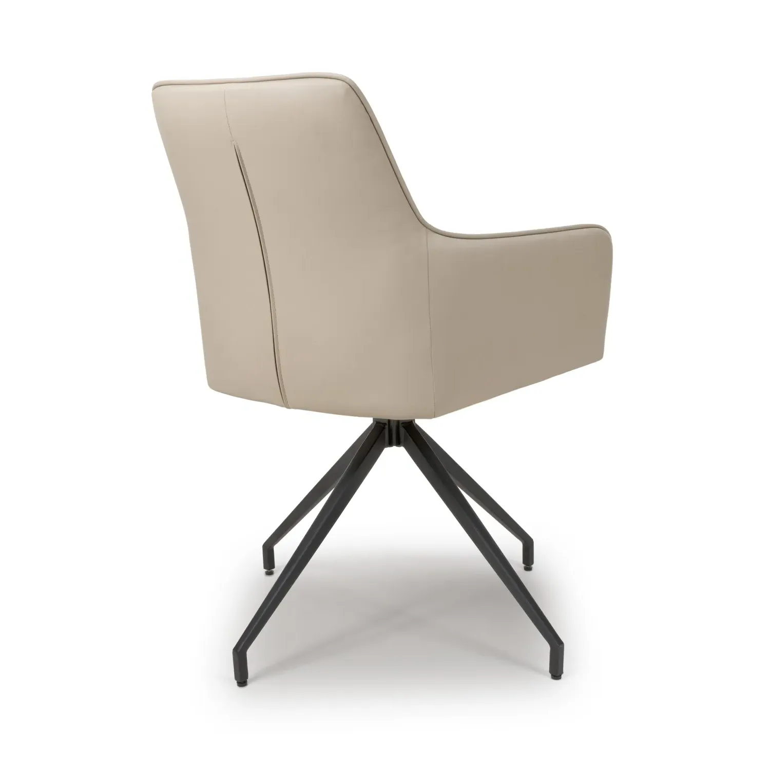 Set of 2 Swivel Dining Chairs - Taupe, Faux Leather