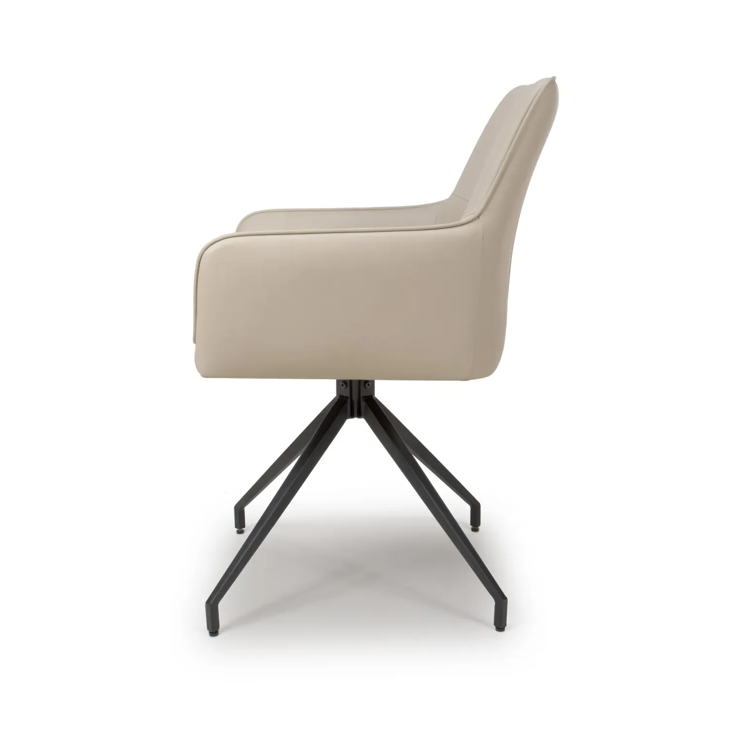 Set of 2 Swivel Dining Chairs - Taupe, Faux Leather
