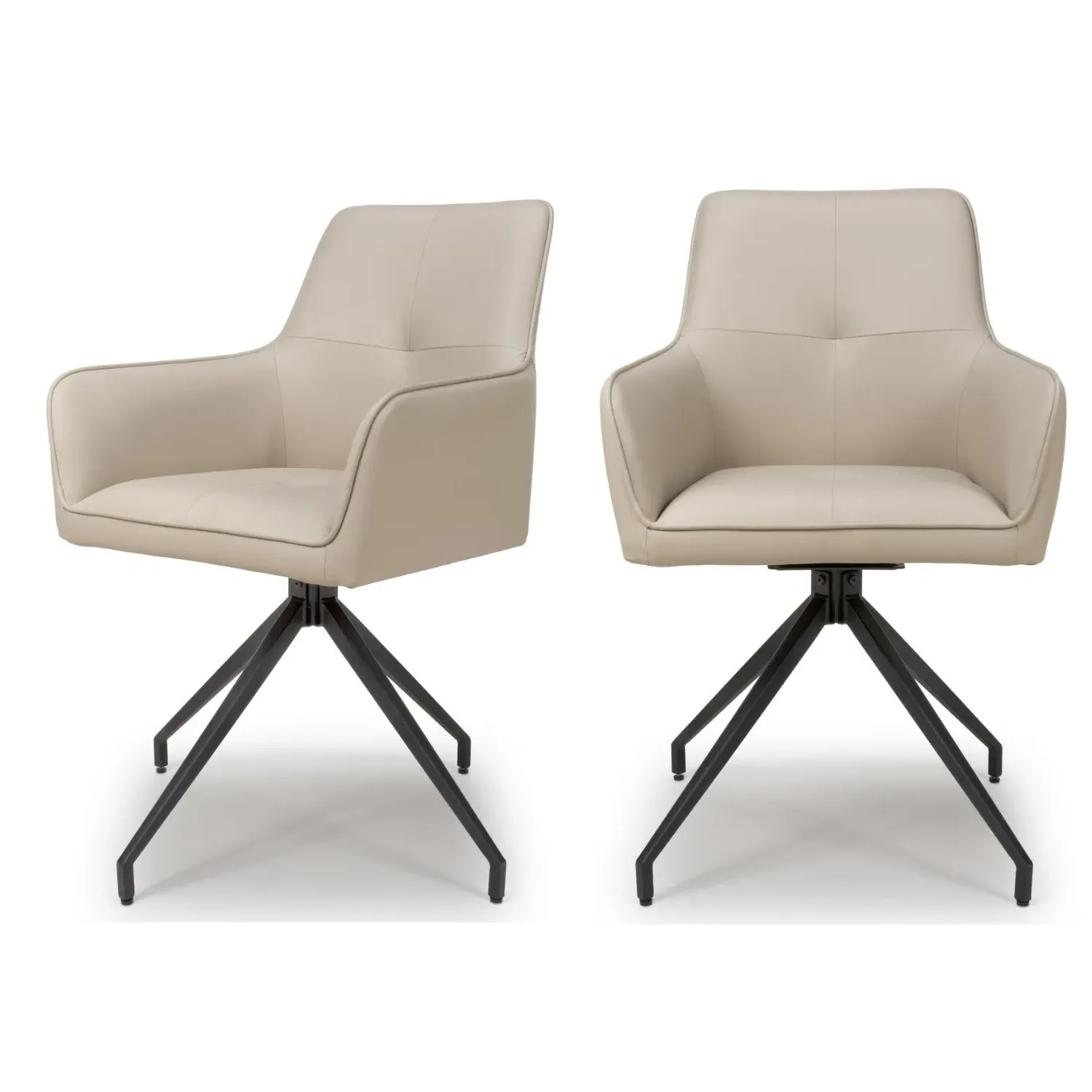 Set of 2 Swivel Dining Chairs - Taupe, Faux Leather
