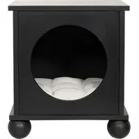 Cat House Side Table with Cushion - Black, Wood