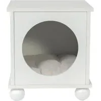 Cat House Side Table with Cushion - White, Wood