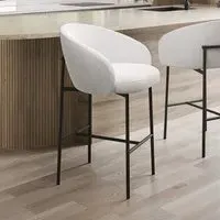 Kitchen Stool with Open Back - White, Boucle