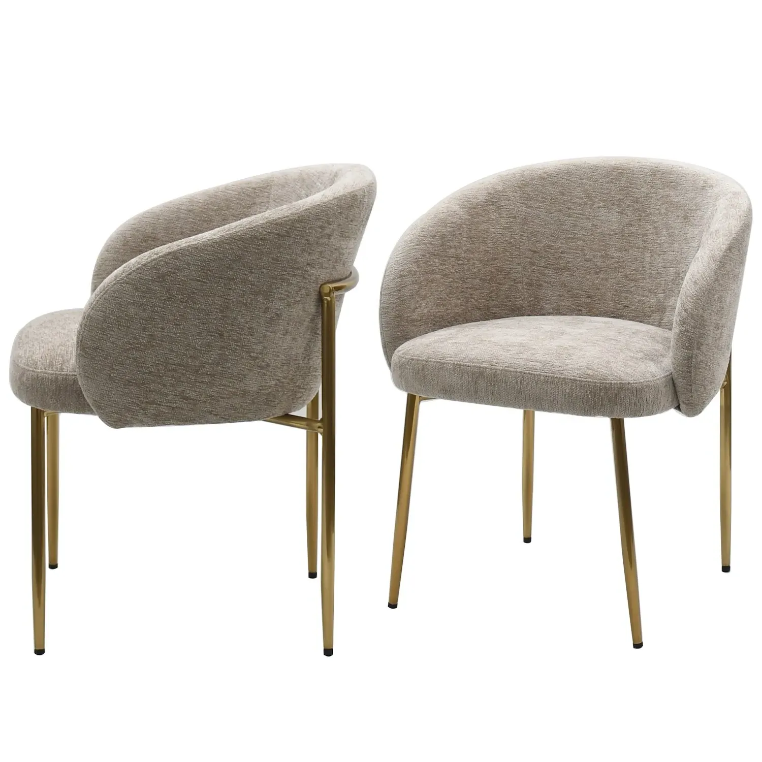 Set of 2 Dining Chairs with Brass Legs - Mink