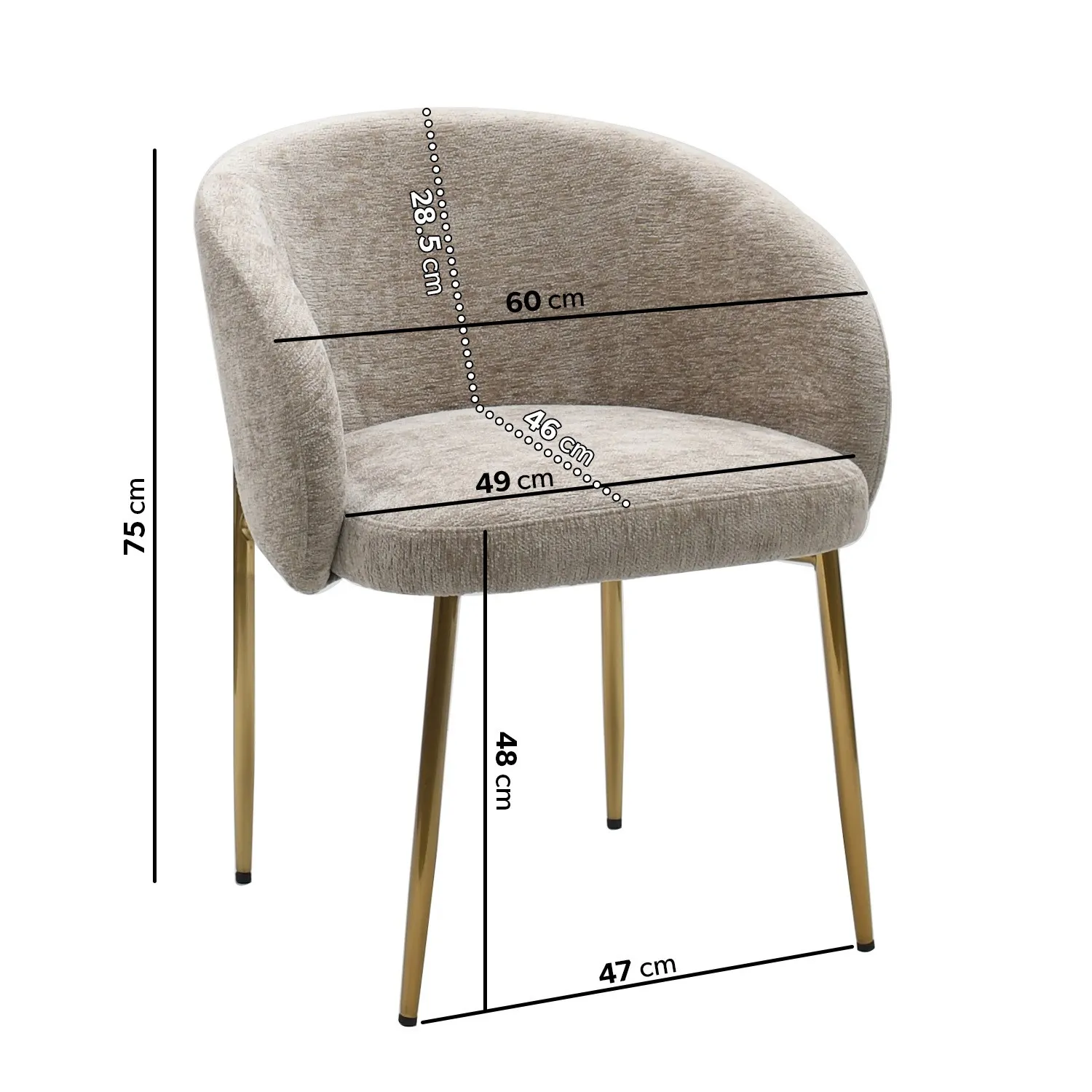 Set of 2 Dining Chairs with Brass Legs - Mink