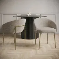 Set of 2 Dining Chairs with Brass Legs - Mink