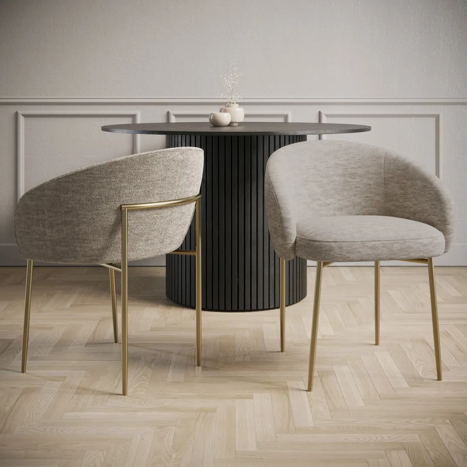 Set of 2 Dining Chairs with Brass Legs - Mink image