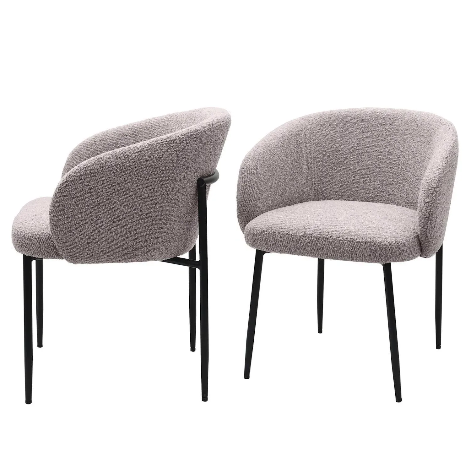 Set of 2 Dining Chairs with Curved Back - Taupe