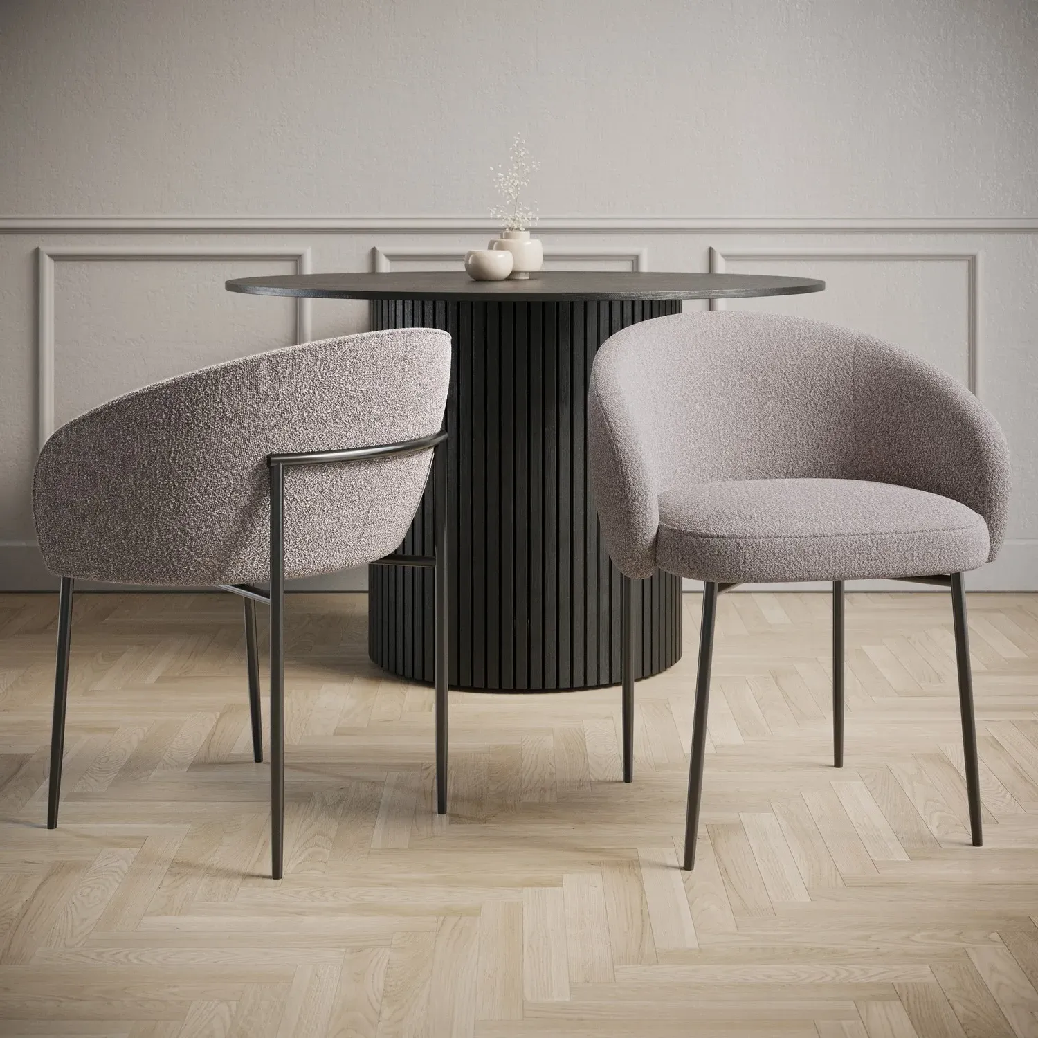 Set of 2 Dining Chairs with Curved Back - Taupe image