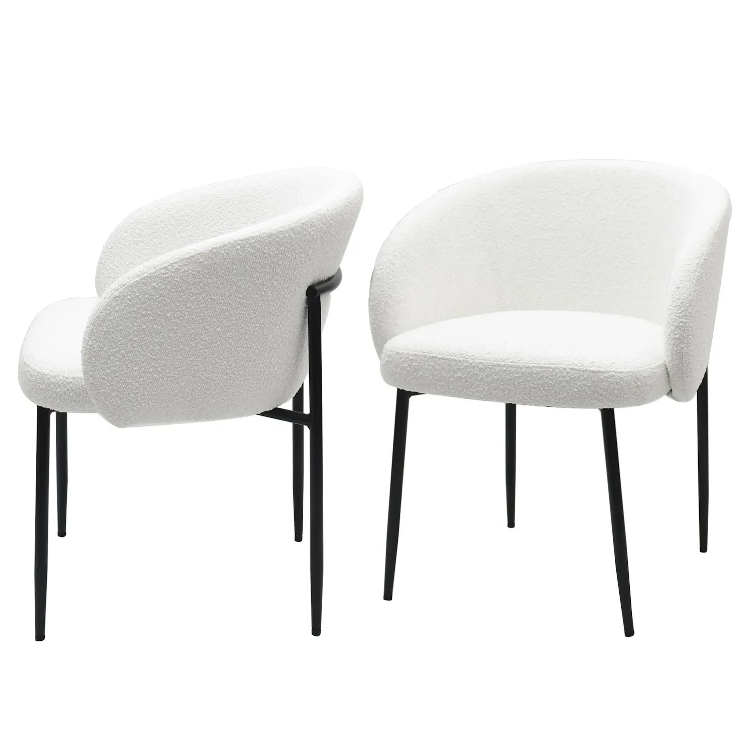 Set of 2 Dining Chairs with Curved Back - White