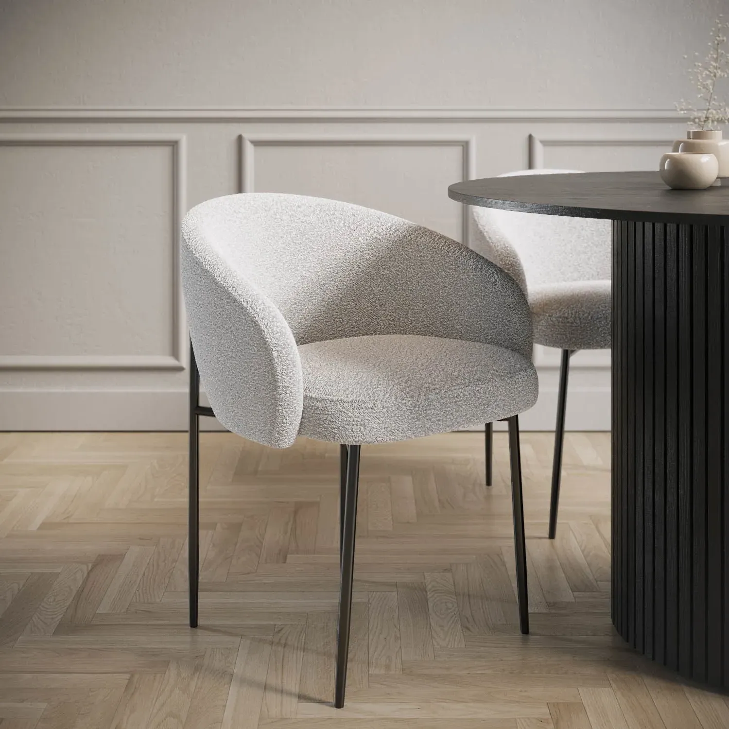 Set of 2 Dining Chairs with Curved Back - White