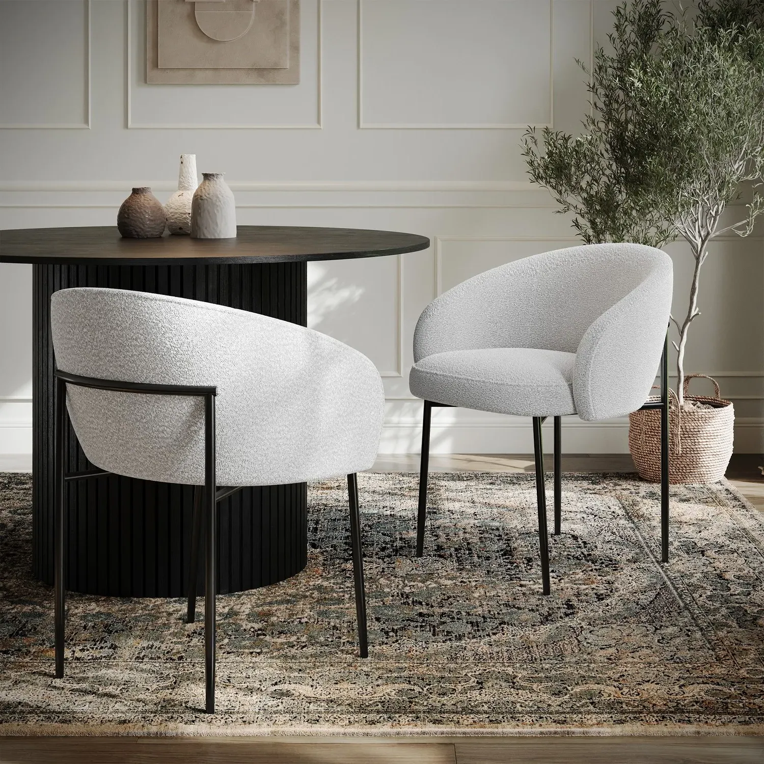 Set of 2 Dining Chairs with Curved Back - White image