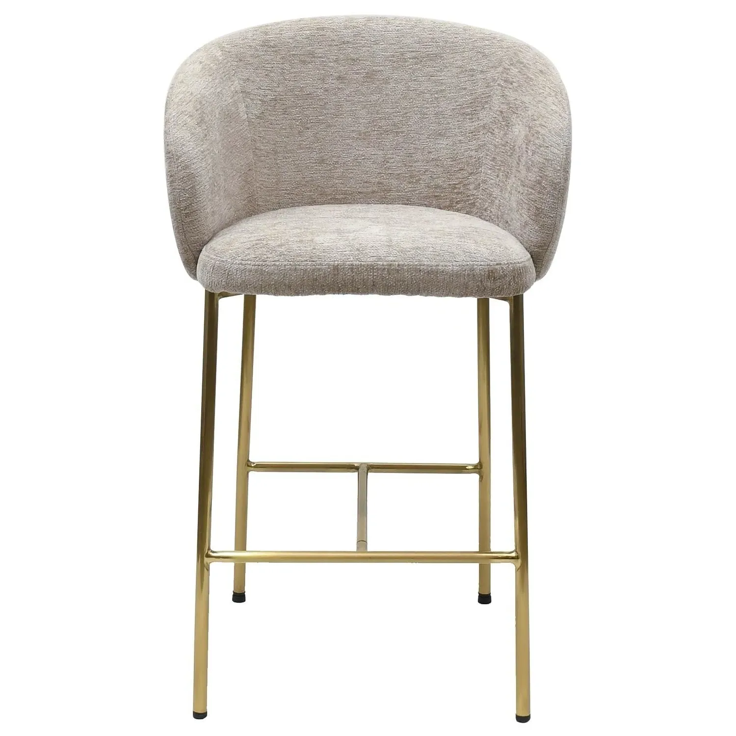 Set of 2 Kitchen Stools with Back - Beige, Fabric