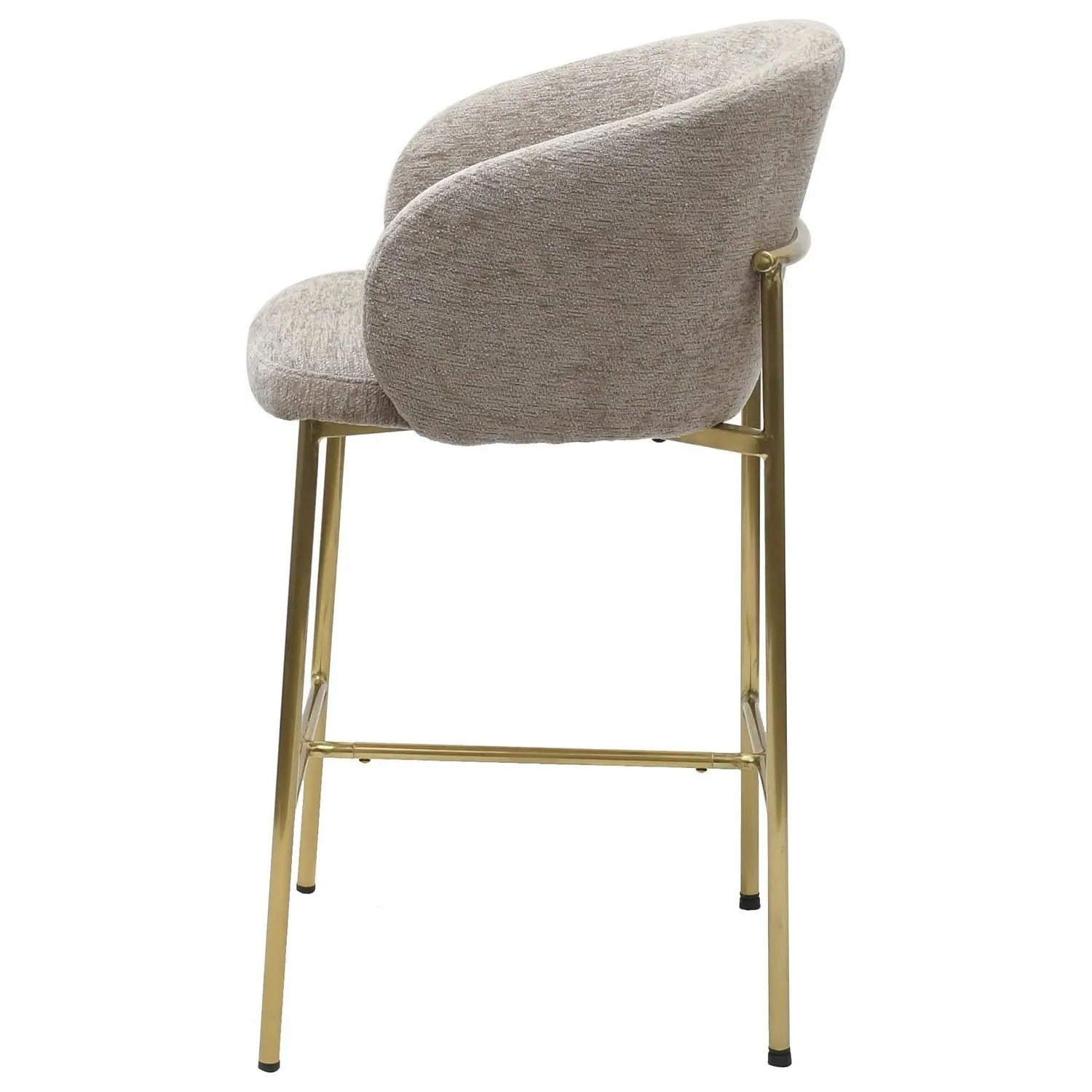 Set of 2 Kitchen Stools with Back - Beige, Fabric