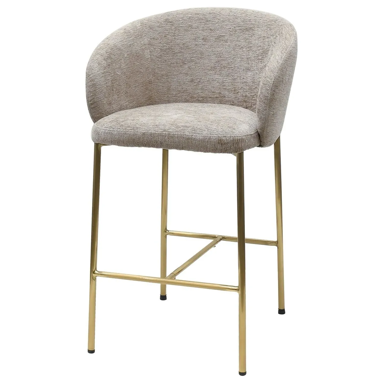 Set of 3 Kitchen Stools with Back - Beige, Fabric