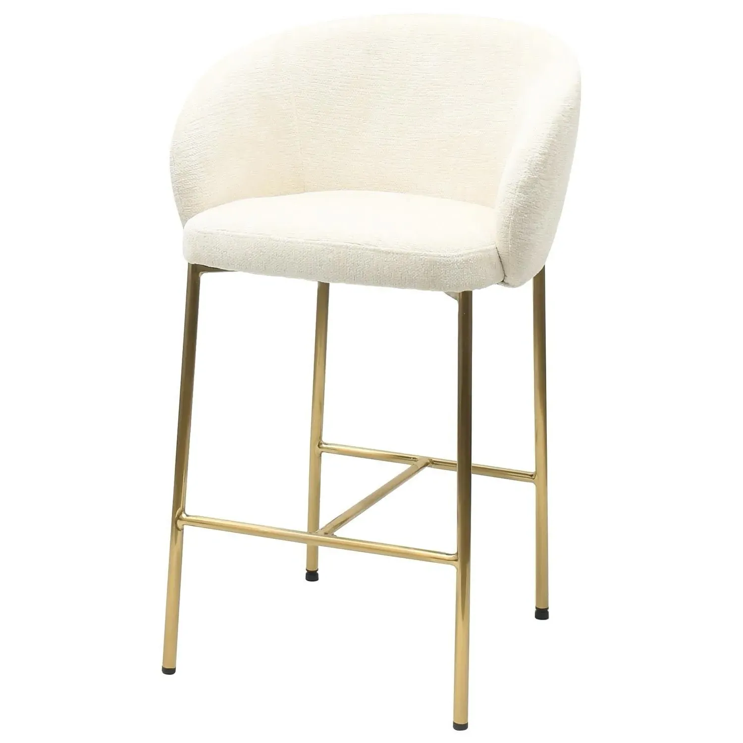 Set of 4 Kitchen Stools with Back - Cream, Fabric