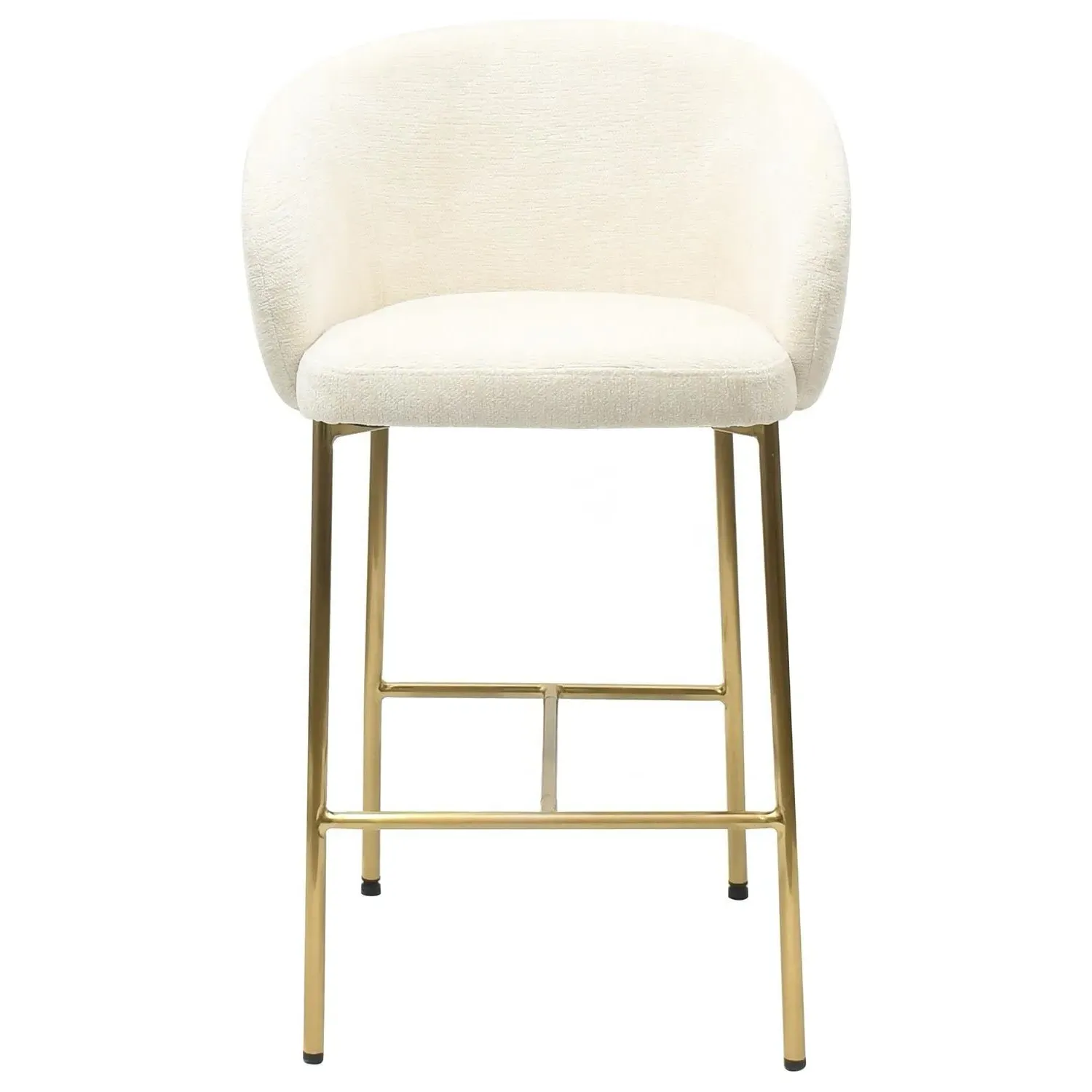 Set of 4 Kitchen Stools with Back - Cream, Fabric