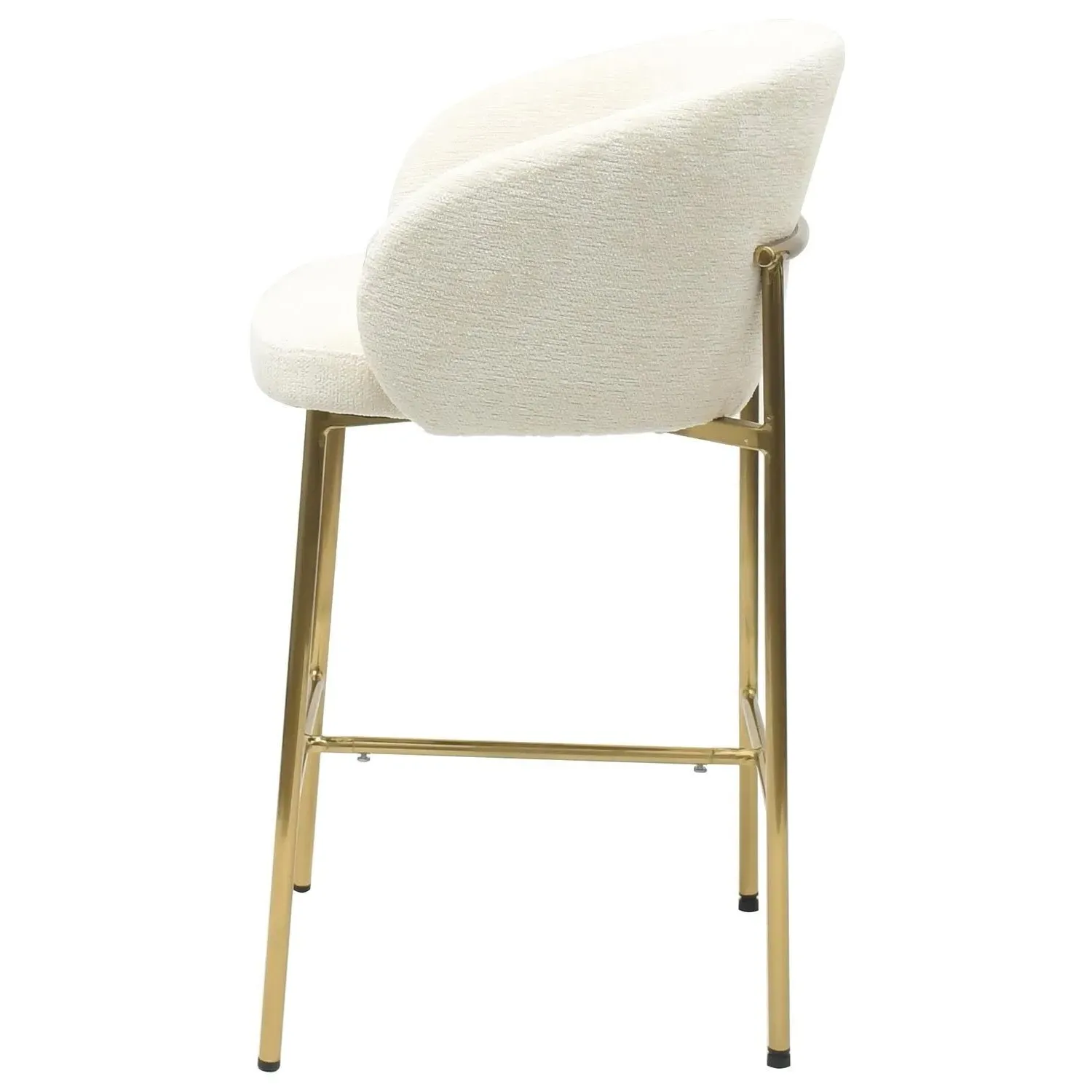 Set of 4 Kitchen Stools with Back - Cream, Fabric