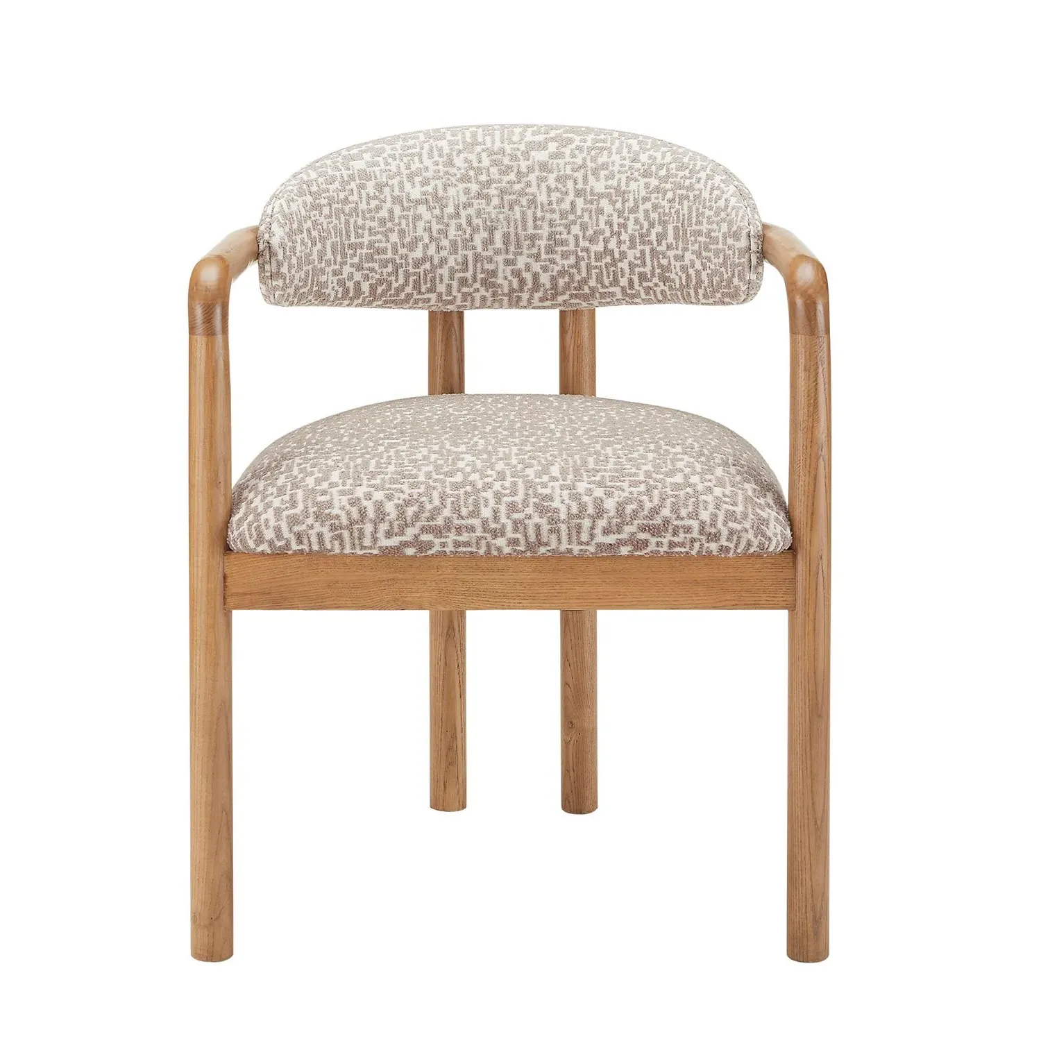 Carver Dining Chair with Exposed Back - Beige, Jacquard