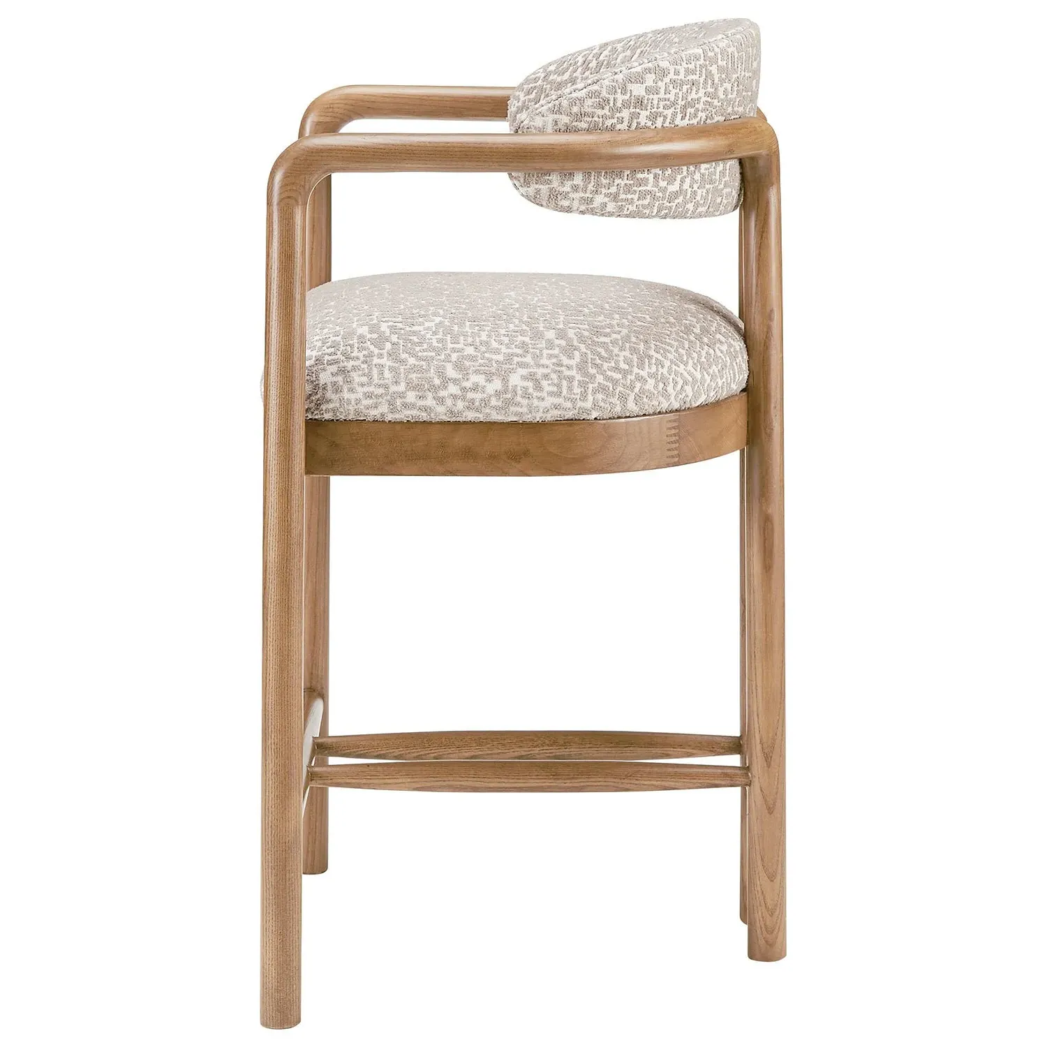 Counter Stool with Exposed Back - Beige, Jacquard