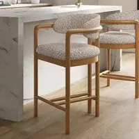 Counter Stool with Exposed Back - Beige, Jacquard