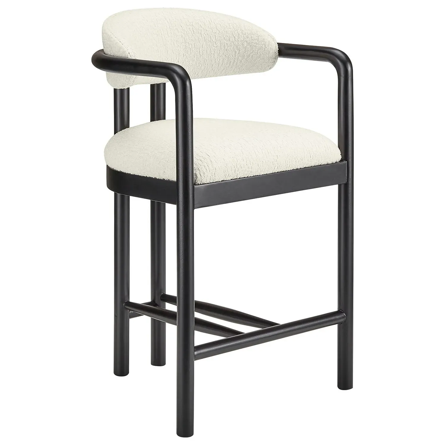 Set of 2 Counter Stools with Arms - Cream, Fabric