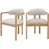 Set of 2 Dining Chairs with Armrests - Beige, Fabric